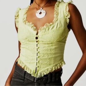Free People Wildest Dreams Corset Top sz SML in Pale Yellow Brand New Unworn!!